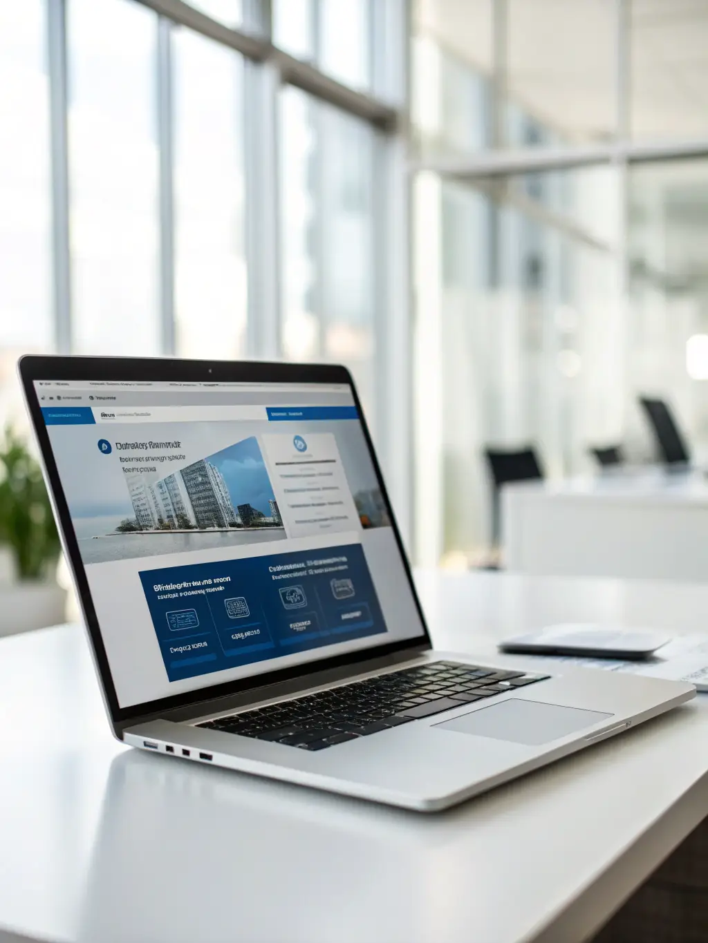 A professional website design mockup on a laptop screen, showcasing HDK Business Services' web design expertise.